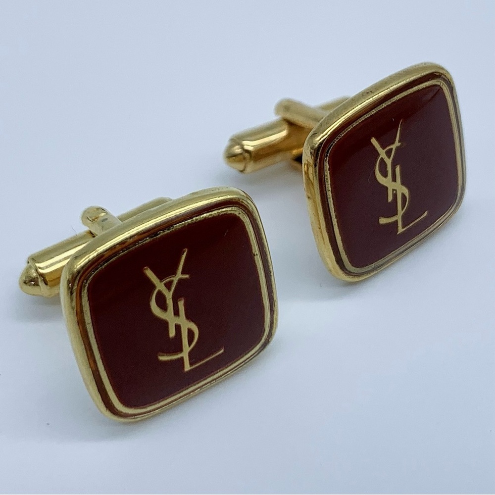 Yves Saint Laurent Red and Gold Cufflinks